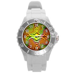 Fractals Ball About Abstract Round Plastic Sport Watch (l) by Nexatart