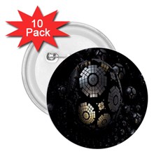 Fractal Sphere Steel 3d Structures 2.25  Buttons (10 pack) 