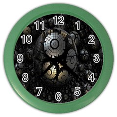 Fractal Sphere Steel 3d Structures Color Wall Clocks