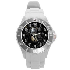 Fractal Sphere Steel 3d Structures Round Plastic Sport Watch (L)