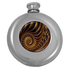 Fractal Spiral Endless Mathematics Round Hip Flask (5 Oz) by Nexatart