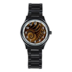 Fractal Spiral Endless Mathematics Stainless Steel Round Watch by Nexatart