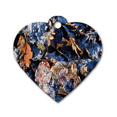 Frost Leaves Winter Park Morning Dog Tag Heart (one Side) by Nexatart