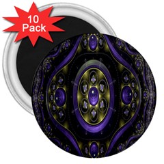 Fractal Sparkling Purple Abstract 3  Magnets (10 Pack)  by Nexatart