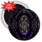 Fractal Sparkling Purple Abstract 3  Magnets (100 pack) Front