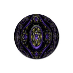 Fractal Sparkling Purple Abstract Rubber Round Coaster (4 Pack)  by Nexatart