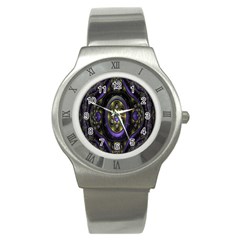 Fractal Sparkling Purple Abstract Stainless Steel Watch by Nexatart