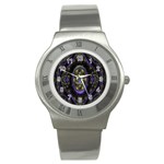 Fractal Sparkling Purple Abstract Stainless Steel Watch Front