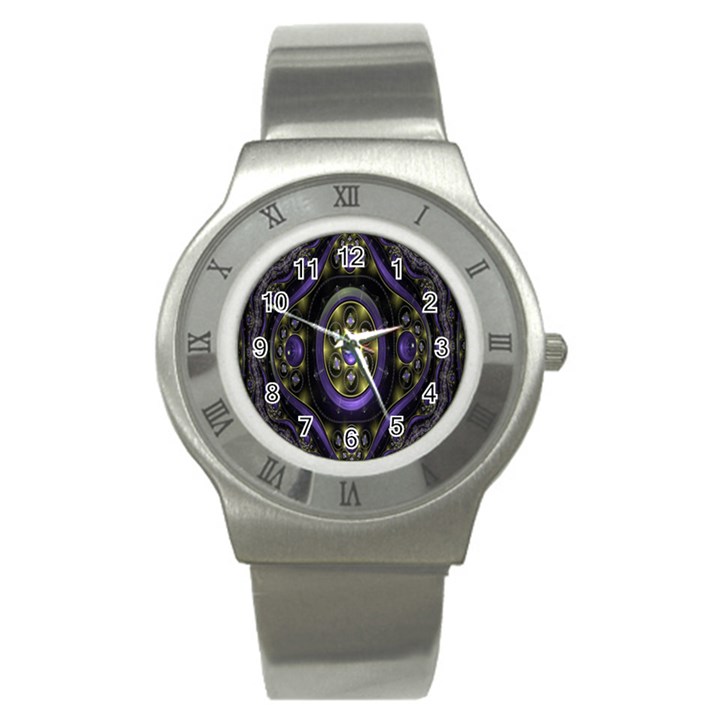 Fractal Sparkling Purple Abstract Stainless Steel Watch