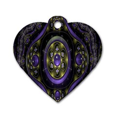 Fractal Sparkling Purple Abstract Dog Tag Heart (two Sides)