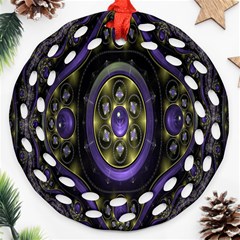 Fractal Sparkling Purple Abstract Round Filigree Ornament (two Sides) by Nexatart