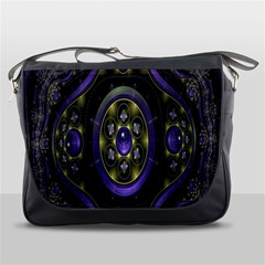 Fractal Sparkling Purple Abstract Messenger Bags by Nexatart