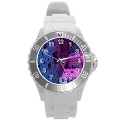 Fractals Geometry Graphic Round Plastic Sport Watch (l)