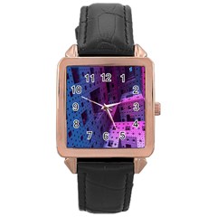 Fractals Geometry Graphic Rose Gold Leather Watch  by Nexatart