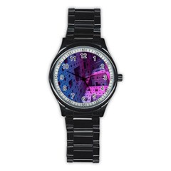 Fractals Geometry Graphic Stainless Steel Round Watch by Nexatart