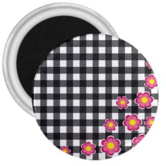 Floral Plaid Pattern 3  Magnets by Valentinaart