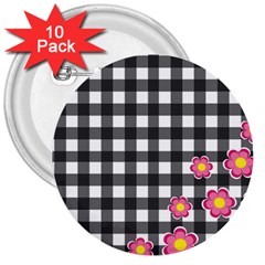 Floral Plaid Pattern 3  Buttons (10 Pack) 