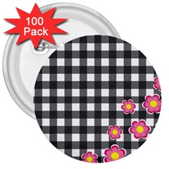 Floral Plaid Pattern 3  Buttons (100 Pack)  by Valentinaart