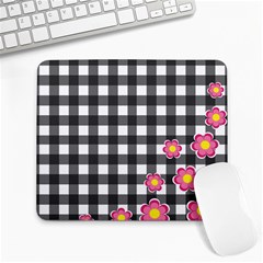 Floral Plaid Pattern Large Mousepads by Valentinaart