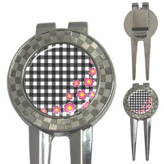 Floral Plaid Pattern 3-in-1 Golf Divots by Valentinaart