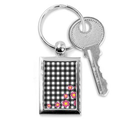 Floral Plaid Pattern Key Chains (rectangle)  by Valentinaart