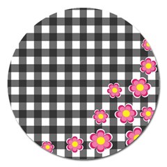 Floral Plaid Pattern Magnet 5  (round) by Valentinaart