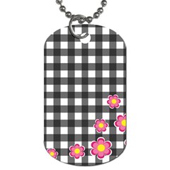 Floral Plaid Pattern Dog Tag (two Sides) by Valentinaart