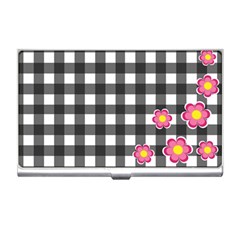 Floral Plaid Pattern Business Card Holders by Valentinaart