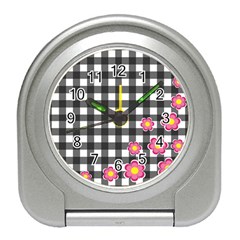 Floral Plaid Pattern Travel Alarm Clocks by Valentinaart