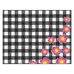 Floral Plaid Pattern Rectangular Jigsaw Puzzl by Valentinaart