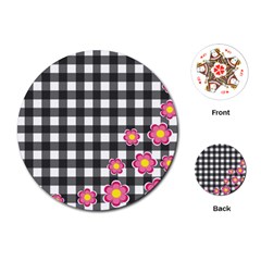 Floral Plaid Pattern Playing Cards (round)  by Valentinaart