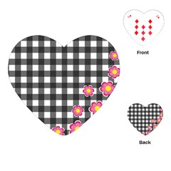 Floral Plaid Pattern Playing Cards (heart)  by Valentinaart