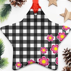 Floral Plaid Pattern Star Ornament (two Sides) by Valentinaart