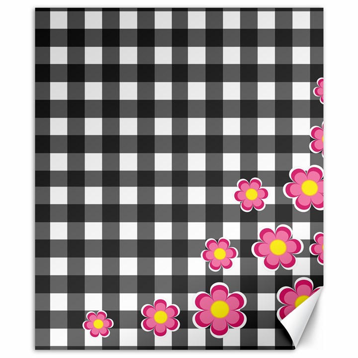 Floral plaid pattern Canvas 8  x 10 