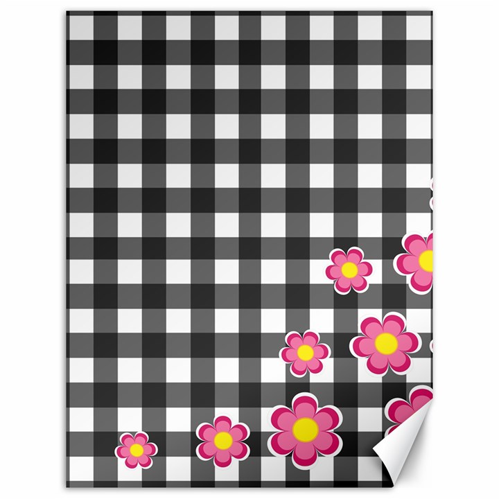 Floral plaid pattern Canvas 12  x 16  