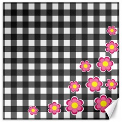 Floral Plaid Pattern Canvas 16  X 16   by Valentinaart