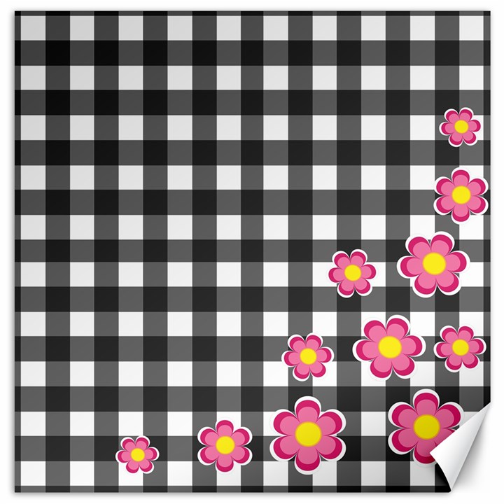 Floral plaid pattern Canvas 16  x 16  