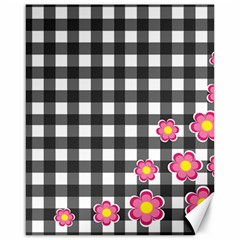 Floral Plaid Pattern Canvas 16  X 20   by Valentinaart