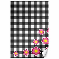 Floral Plaid Pattern Canvas 24  X 36  by Valentinaart