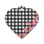 Floral plaid pattern Dog Tag Heart (One Side) Front