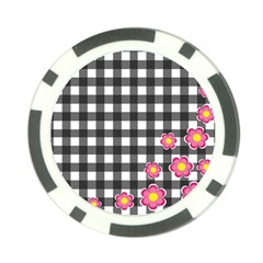 Floral Plaid Pattern Poker Chip Card Guard by Valentinaart