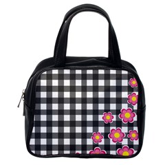 Floral Plaid Pattern Classic Handbags (one Side) by Valentinaart