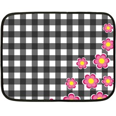 Floral Plaid Pattern Fleece Blanket (mini) by Valentinaart