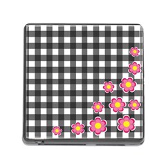 Floral Plaid Pattern Memory Card Reader (square) by Valentinaart