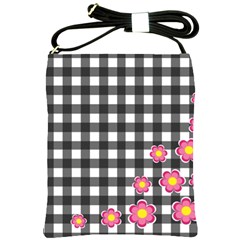 Floral Plaid Pattern Shoulder Sling Bags by Valentinaart