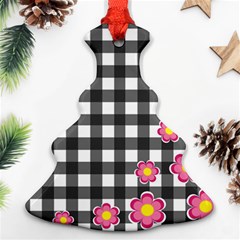 Floral Plaid Pattern Ornament (christmas Tree)  by Valentinaart