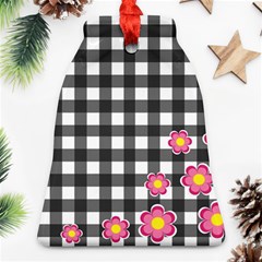 Floral Plaid Pattern Bell Ornament (two Sides) by Valentinaart