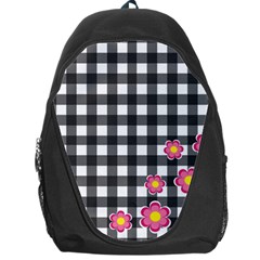 Floral Plaid Pattern Backpack Bag by Valentinaart