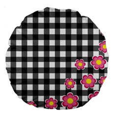 Floral Plaid Pattern Large 18  Premium Round Cushions by Valentinaart