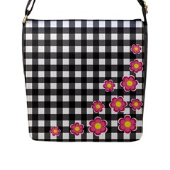 Floral Plaid Pattern Flap Messenger Bag (l)  by Valentinaart